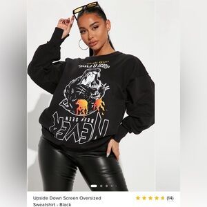 Fashion Nova Never Seen Graphic Crewneck Sweatshirt Black Size XS